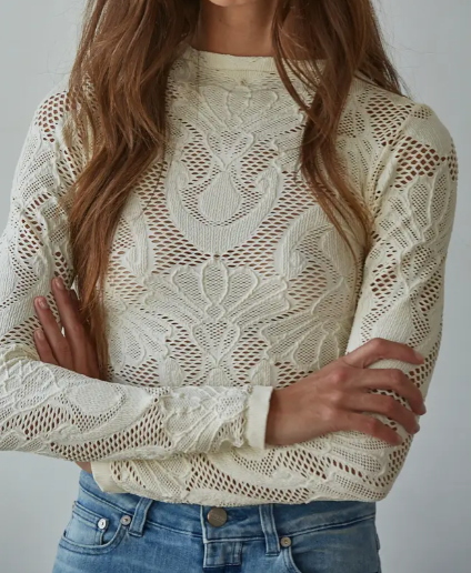 Knit Jacquard Long Sleeve Top