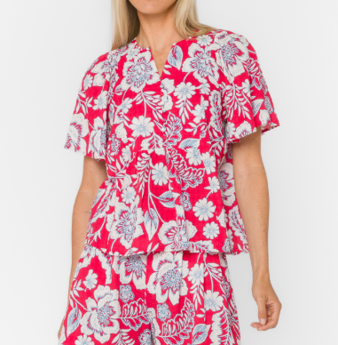 Raspberry Floral Garden Top