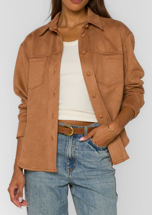 Faux Suede Button Up