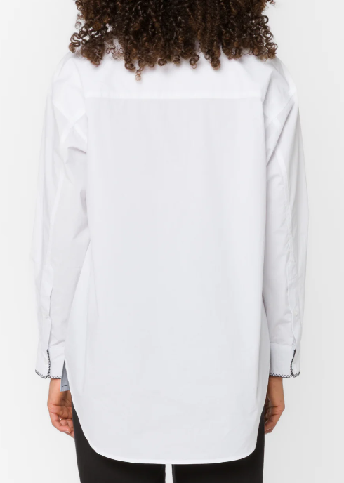 Ricky Contrast Stitch White Button Up