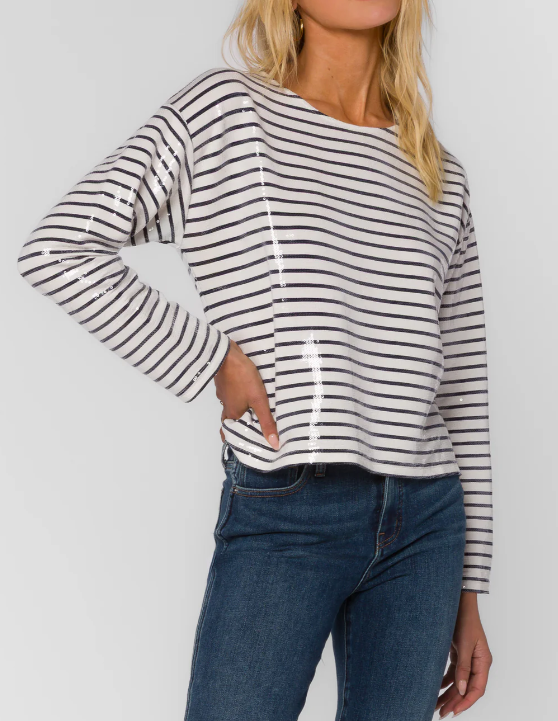 Biata Striped Sequin Top