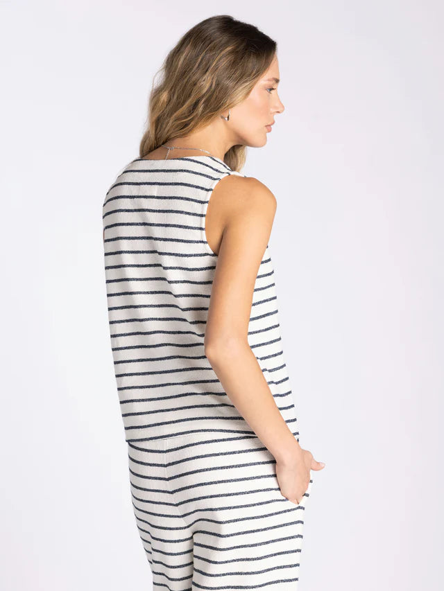 Allium Button Front Striped Tank