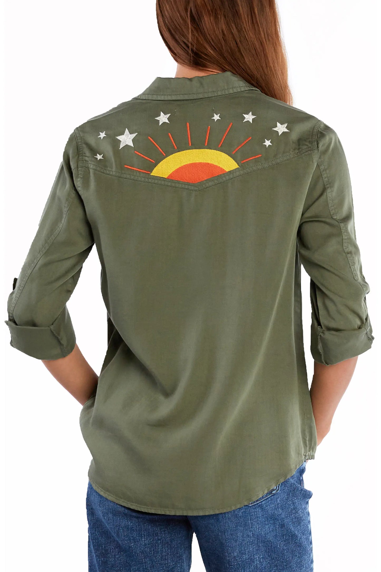 Hello Sunshine Olive Button Up Top